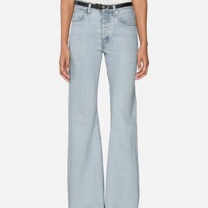 Frame The LAX Light Wash Denim Frayed Hem Wide Leg Jeans